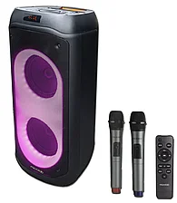 Портативная колонка Microlab PT802, 200 Вт, Bluetooth, USB, AUX, FM-радио, караоке, 2 беспроводных микрофона