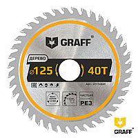 Пильный диск по дереву для УШМ 125х1,2/2х22,23/20/16х40Т GRAFF