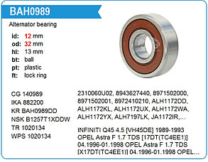 NSK B1257T1XDDW1NCXC01  ПОДШИПНИК ГЕНЕРАТОРА ШАРИКОВЫЙ 12*32*13