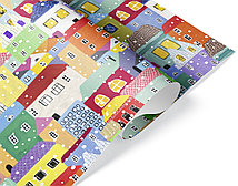 Упаковочная бумага в листах 0,7х1 м Новогодние домики, 10 л (арт.2050824)