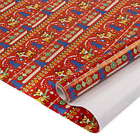 Упаковочная бумага (0,7х10 м) Оленята, красный (арт.8810869)