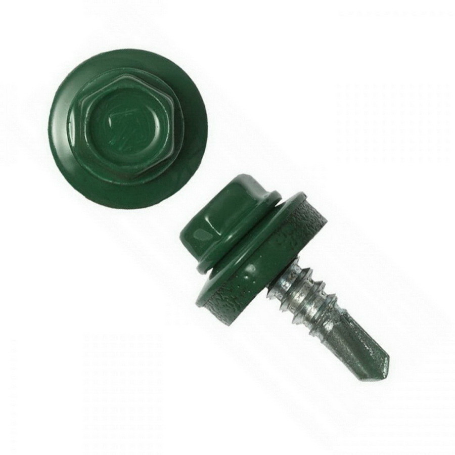 Саморез кровельный 4,8x35 RAL 6005 зелёный мох, по дереву (200шт.) - IMK00040