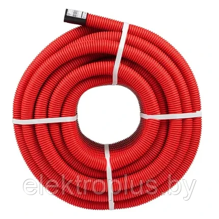 Труба гофрированная двустенная ПНД/ПНД гибкая с протяжкой d75 мм (50 м) красная EKF-Plast, фото 2