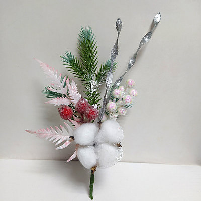 Ветка декоративная с хлопком 27 см