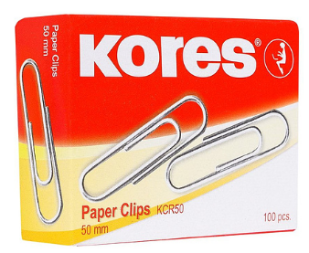 Скрепки "Kores", 50 мм, 100 шт, серебристый. Цена указана без учета НДС 20%!