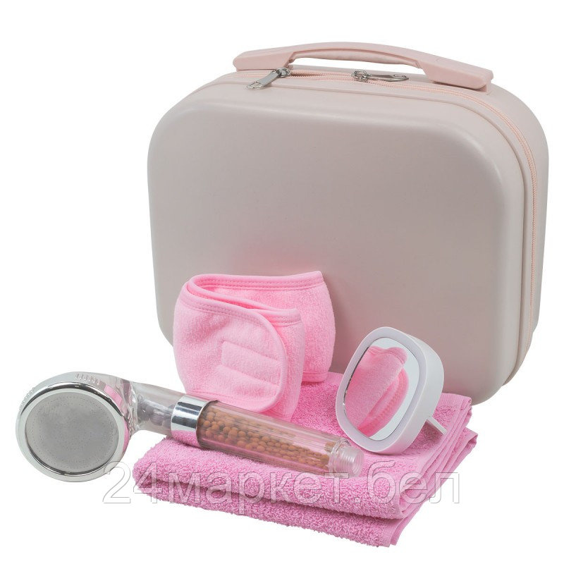LT4Bag La and Te beaute Набор(сумка розовая 2149#+полотенце+зеркало52870+повязка на голову на липучке+лейка - фото 1 - id-p233547379