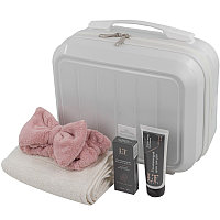 LT14Bag La and Te beaute Набор(сумка белая2208#,крем для рук. бальзам для губ.повязка-бант розовая,полотенце