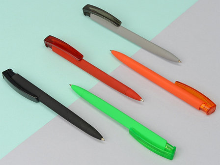 Ручка шариковая трехгранная UMA TRINITY K transparent GUM, soft-touch, серый, фото 2