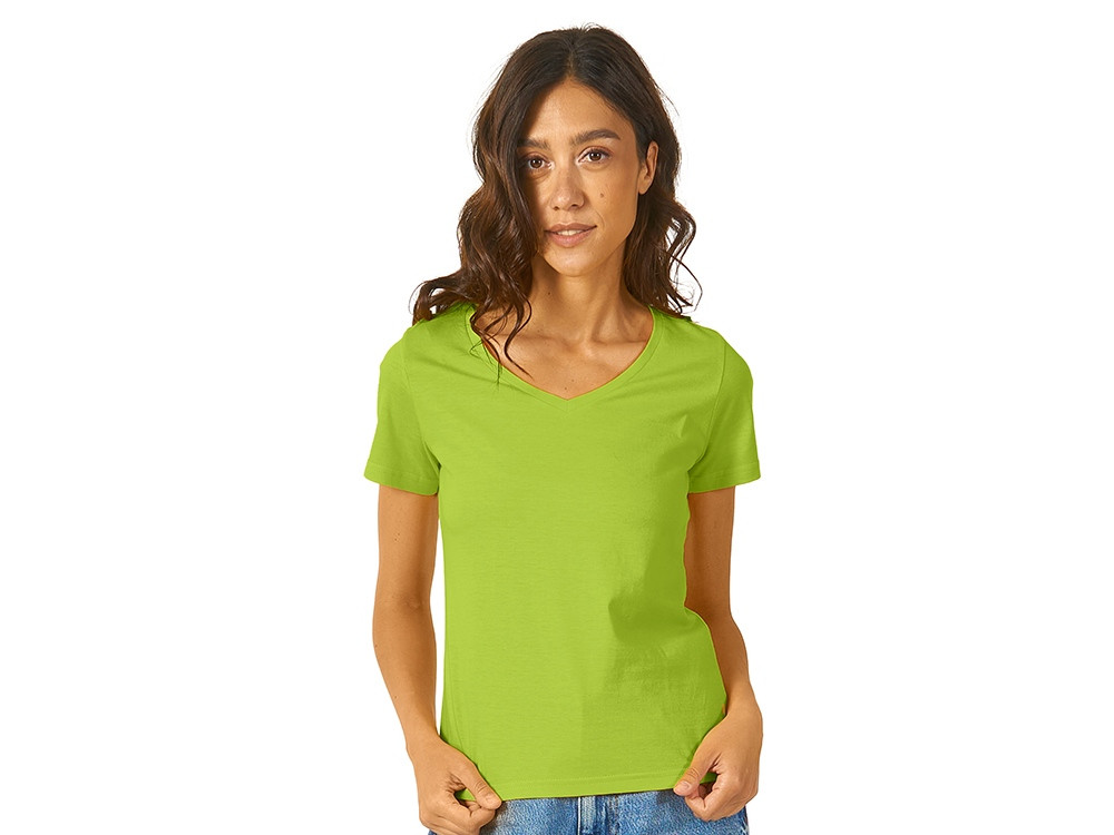 Футболка Heavy Super Club женская с V-образным вырезом, зеленое яблоко - фото 1 - id-p72053044