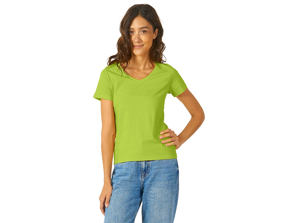 Футболка Heavy Super Club женская с V-образным вырезом, зеленое яблоко - фото 3 - id-p72053044