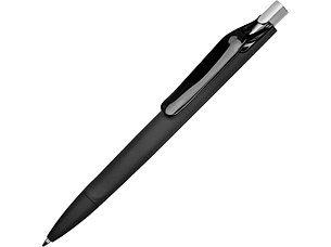 Ручка пластиковая шариковая Prodir ds6prr-Z75 софт-тач, черный с серебристой кнопкой, фото 2