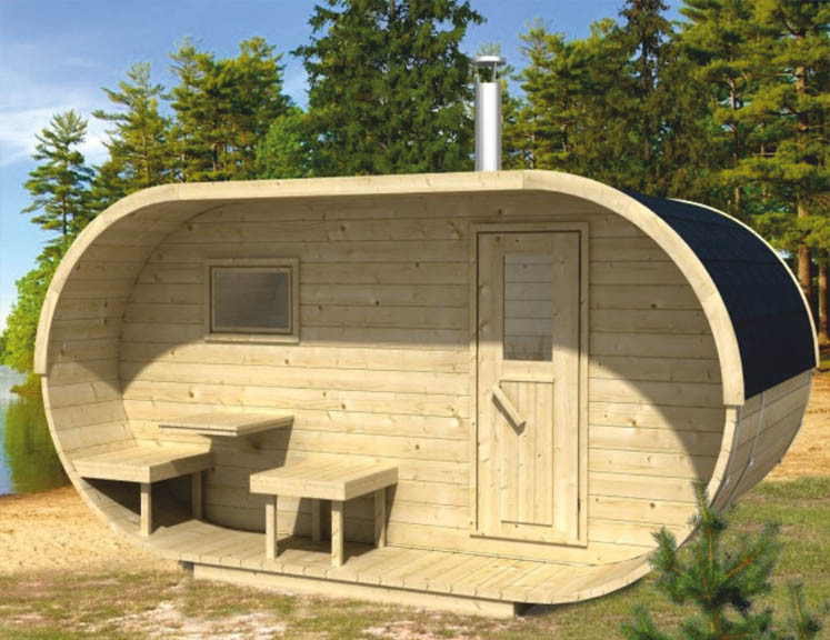 Готовая баня из бруса Овало-бочка 2.5x4м