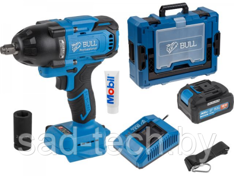 Аккум. ударный гайковерт BULL SC 1807 в чем. XLTpro БЕСЩЕТ., 18 В, 750 Н*м, 1/2", 1х4 А*ч, з/у 4 А (Xcase, вес, фото 2