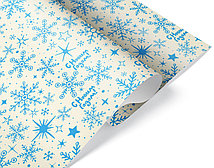 Упаковочная бумага Крафт 65 гр (0,6х10 м) Новогодние снежинки голубые на белом (арт.20550812)