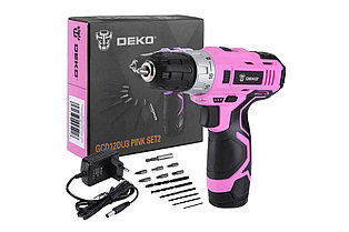 Дрель-шуруповерт GCD12DU3 PINK SET2 063-4171 (с 1-им АКБ, набор оснастки) DEKO 063-4171