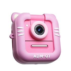 Фотоаппарат детский моментальной печати с поворотной камерой Котик Розовый