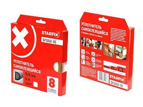 Уплотнитель "D" белый 9х8мм 6м (сдвоенный профиль 2х3м) STARFIX
