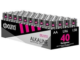 Батарейка 40шт (коробка) AA LR6 1,5V Alkaline LR6A-P40 ФАZА Alkaline Pack-40 (40 батареек в коробке (20 спаек
