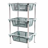 Этажерка с корзинками 3-х секционная, серая мистерия, 40,1 х 30,1 х 68см, "Krita" BEROSSI