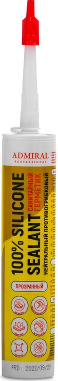 Герметик силикон санитарный нейтральный ADMIRAL бесцветный 280 мл