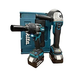Набор аккумуляторных инструментов Makita 2 в 1 (гайковерт 700 Нм, болгарка, 2 АКБ 6 А/ч, кейс) Аналог
