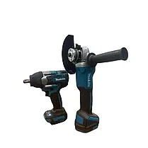 Набор аккумуляторных инструментов Makita 2 в 1 (гайковерт 700 Нм, болгарка, 2 АКБ 6 А/ч, кейс) Аналог, фото 2