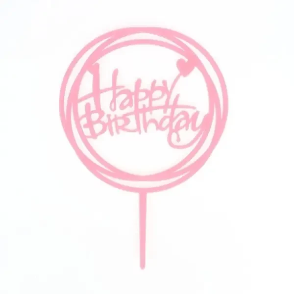 Топпер акриловый пластик розовый "Happy Birthday"