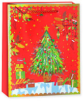 Пакет подарочный 26х10х32 см, Чудесный Новый Год, дизайн №1, красный, металлик (арт.503251)