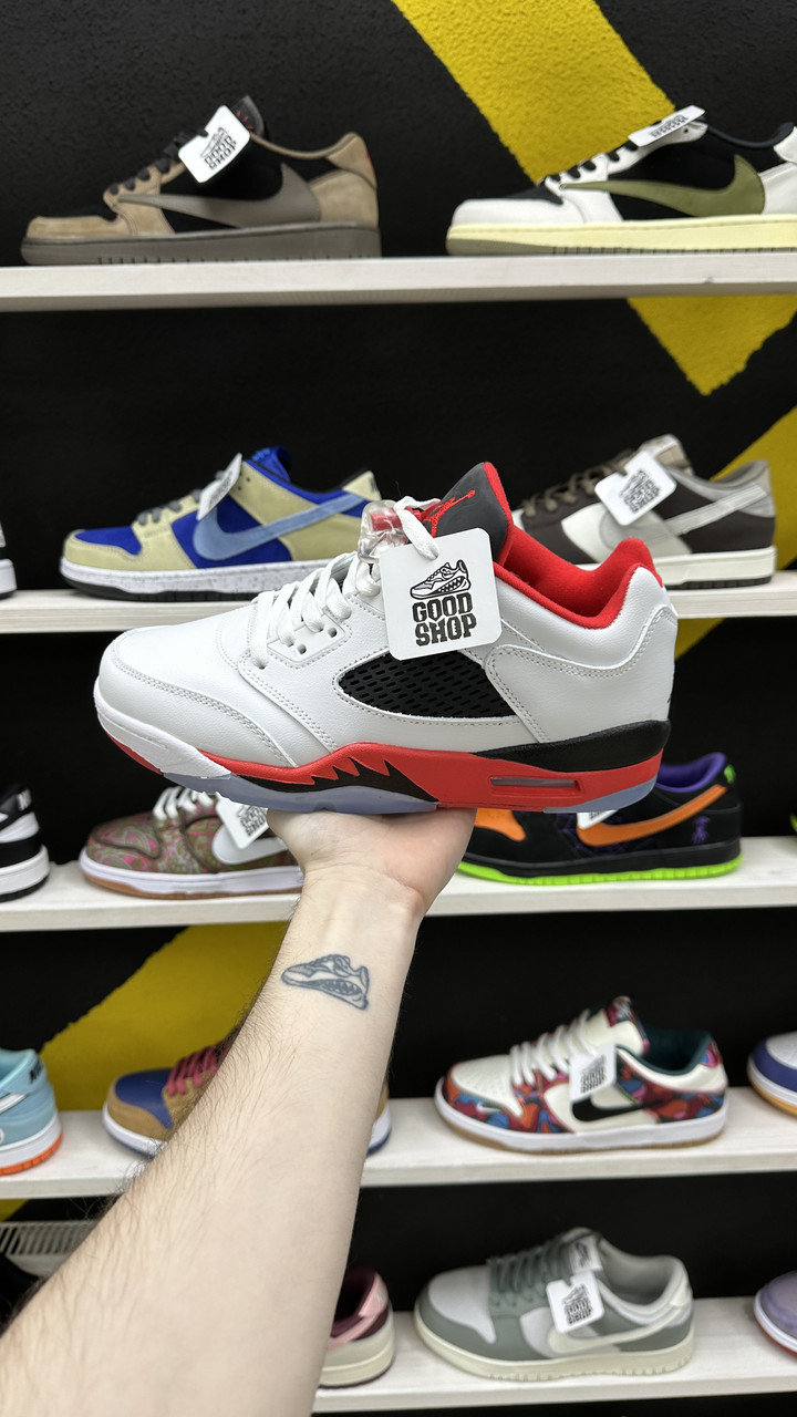 Кроссовки Air Jordan 5 Low White Black Red