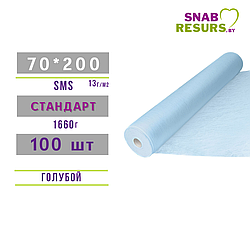 Простыни sms 70*200 СТАНДАРТ, 100шт рул., голубые