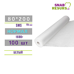 Простыни sms 80*200 НОРМАЛ в рул.100шт, белые