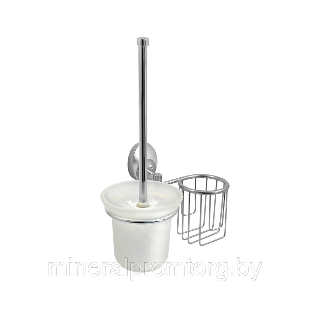 Туалетный ершик и держатель дезодоранта  Solinne 16162, хром, стекло-сатин