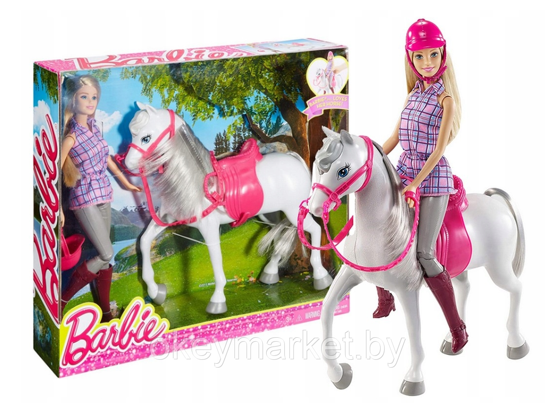 Игровой набор Кукла Mattel Barbie - Кукла с красивой лошадью и аксессуарами для верховой езды - Барби DHB68, фото 2