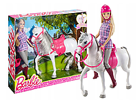 Игровой набор Кукла Mattel Barbie - Кукла с красивой лошадью и аксессуарами для верховой езды - Барби DHB68