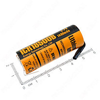 Аккумулятор 18500 1400mAh - ET ICR18500B-T, 3.7v, Li-Ion, плоский +, выводы приварены точечной сваркой