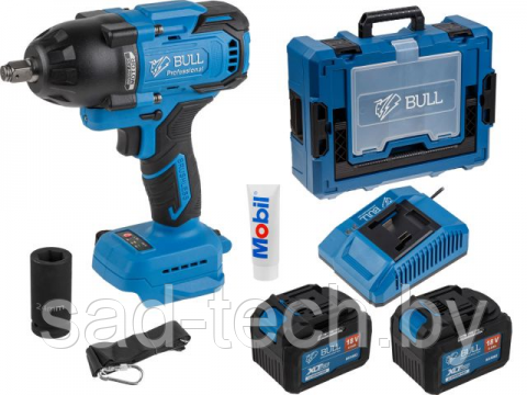 Аккум. ударный гайковерт BULL SC 1807 Xcase, XLTpro, БЕСЩЕТ., 18 В, 750 Н*м, 1/2, 2х6 А*ч, з/у 6 А