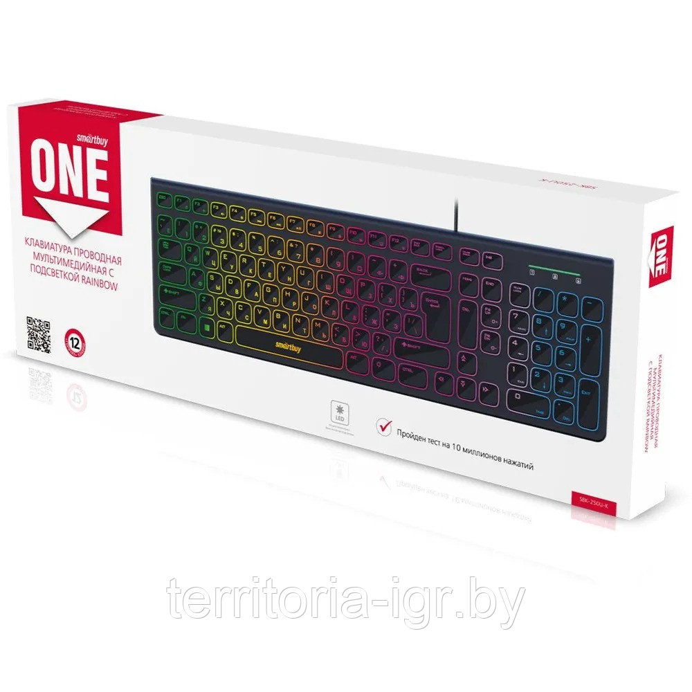 Клавиатура проводная с подсветкой ONE 250 SBK-250U-K черный Smartbuy