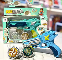 Пистолет игрушечный для запуска волчка бейблейд. В наборе 2 волчка Beyblade