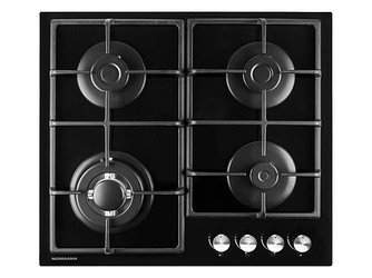 Панель варочная газовая NORMANN BHG-6450A (черный) (4 конф., WOK, закал.стекло, газ-контроль, пьезоп