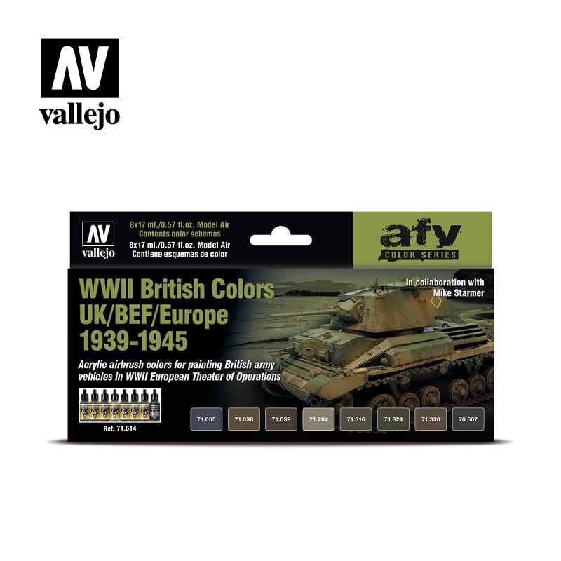Набор акриловых красок для техники WWII BRITISH COLORS UK/BEF/EUROPE 1939-1945, 8х17мл, Vallejo