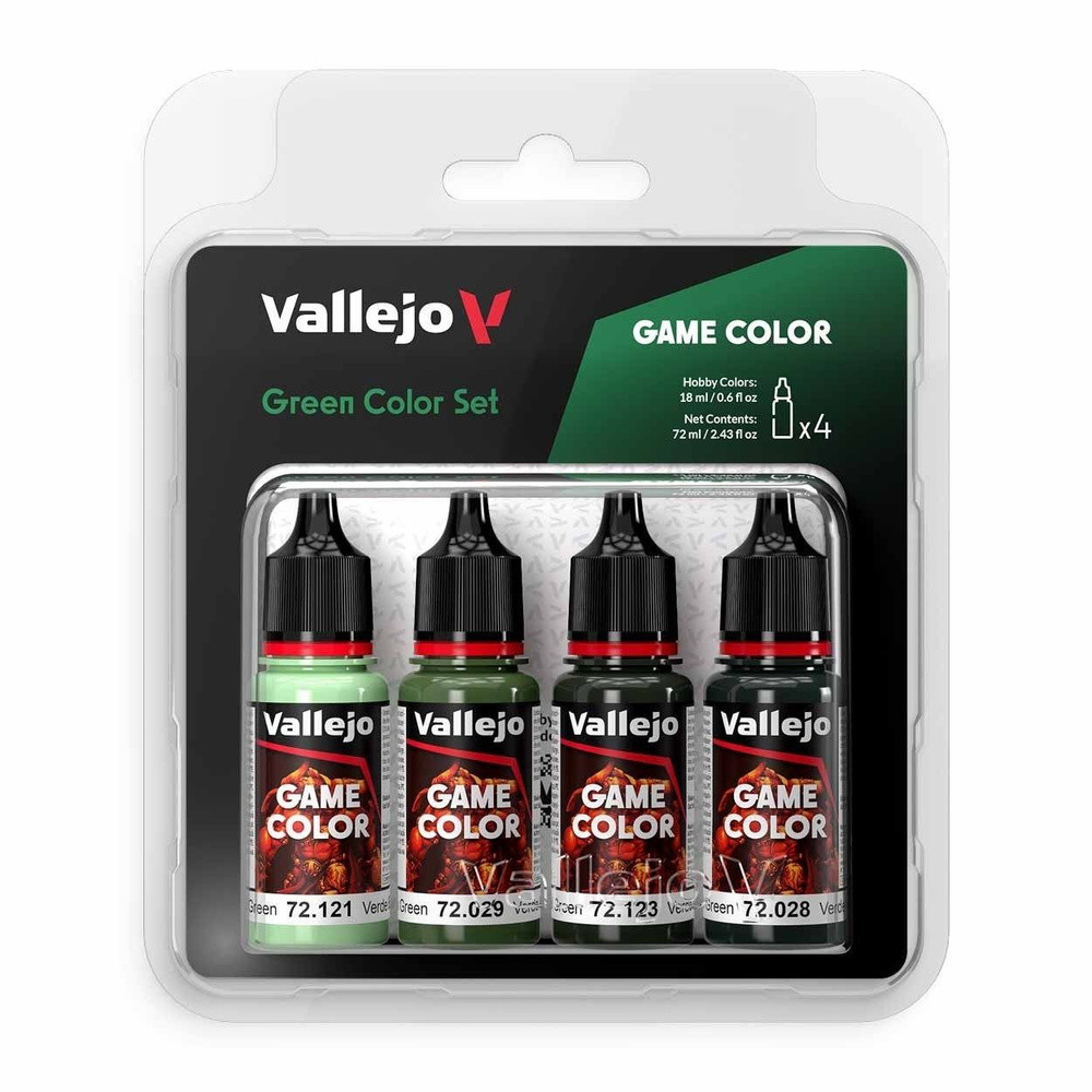 Набор акрила Game color GREEN 4х18мл, VALLEJO, Испания