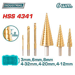 Набор ступенчатых и фрезерных сверл TOTAL TACSD2061 (6шт)