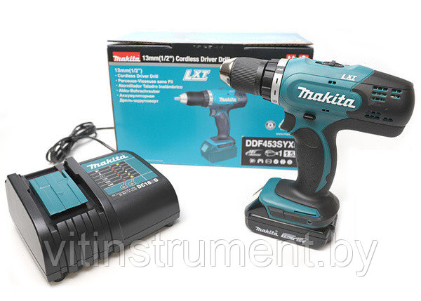 Аккум. дрель-шуруповерт MAKITA DDF 453 SYX5 в кор. (18.0 В, 1 акк., 1.5 А/ч Li-Ion, 2 скор., 42 Нм, шурупы до