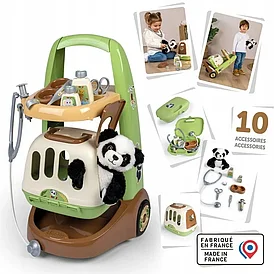 Игровой набор Smoby - Ветеринарная тележка с мягкой пандой + 10 аксессуаров 340405