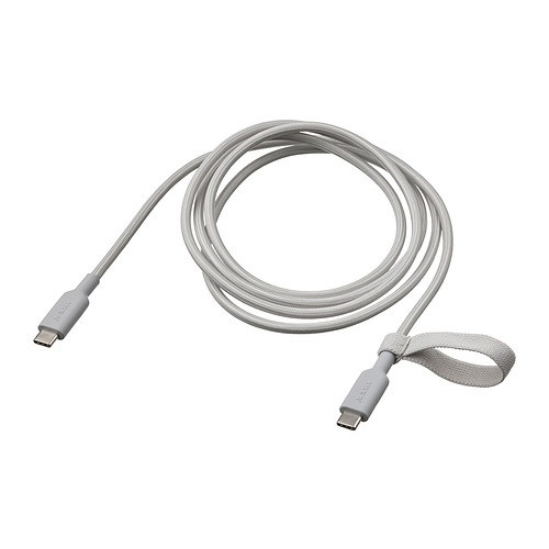 IKEA/ ЛИЛЛЬХУЛЬТ кабель USB-C–USB-C, светло-серый, 1.5 м