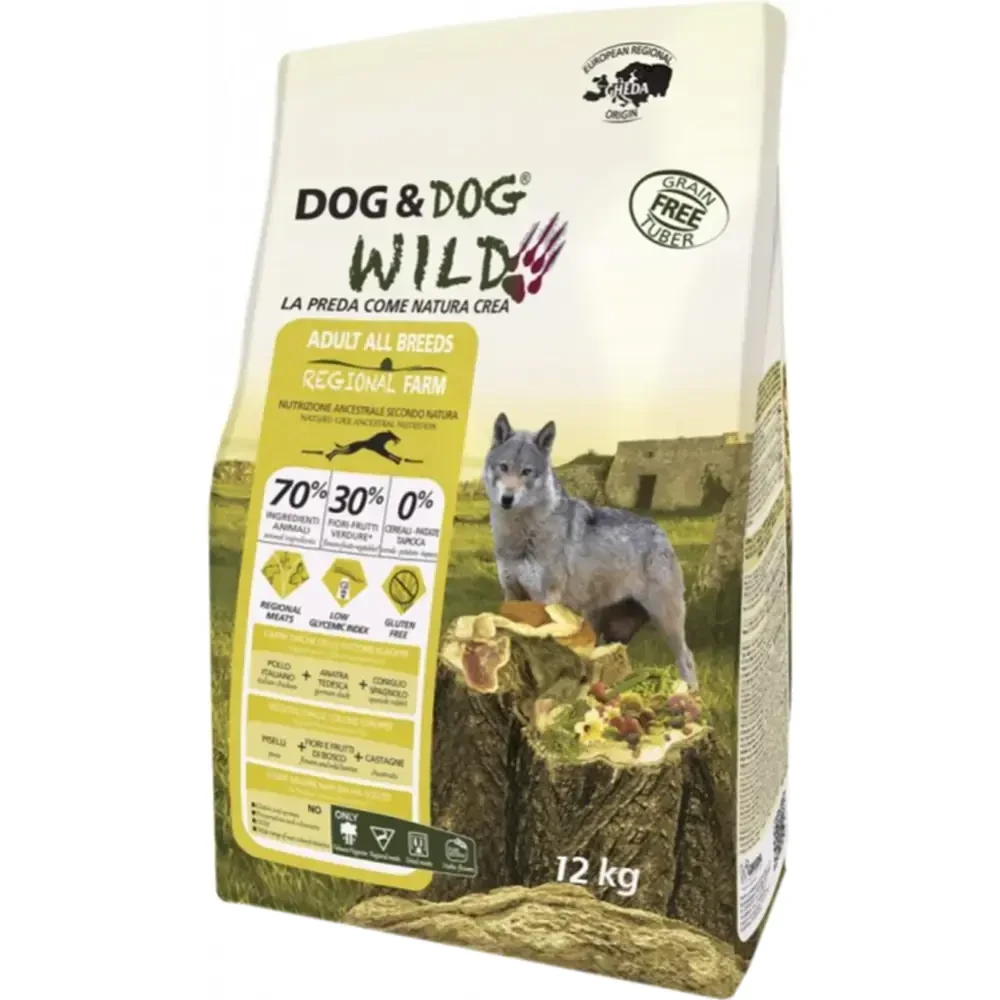 Сухой корм холистик Dog&Dog Wild для взрослых собак всех пород с курицей, уткой и кроликом (развес)
