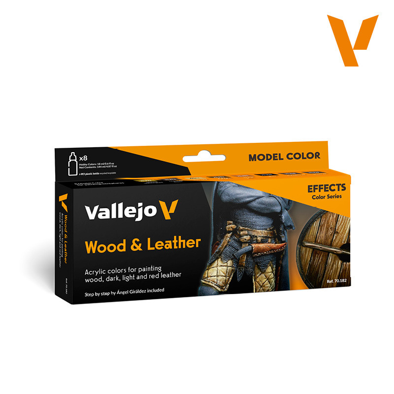 Набор акриловых красок для моделизма WOOD&LEATHER, 8х17мл, Vallejo