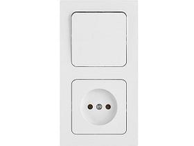 Блок выкл. 1 клав. + розетка (скрытая, б/з) белая, Astrum, BYLECTRICA