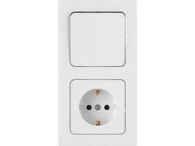 Блок выкл. 1 клав. + розетка (скрытая, с/з) белая, Astrum, BYLECTRICA