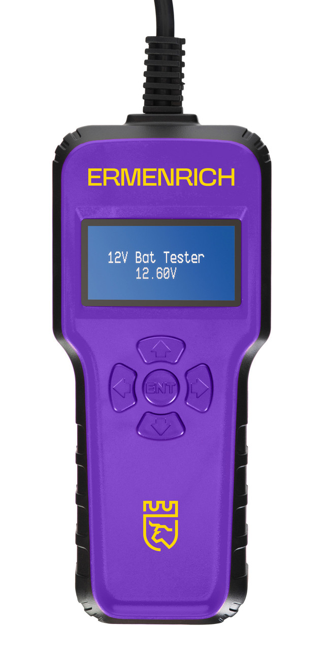 Тестер аккумуляторный Ermenrich Zing AL40 (6-18В, EN 61326-1:2013, 200Ач, фиолетовый)